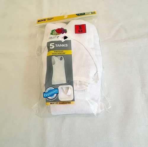 Fruit of the Loom Boy's 5 Pack Tanks Undershirt White Size S 6-8