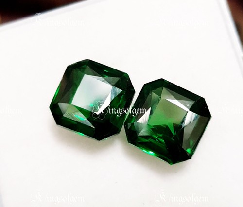 Piedra preciosa suelta cuadrada zafiro verde profundo natural certificado de ... - Imagen 4 de 6