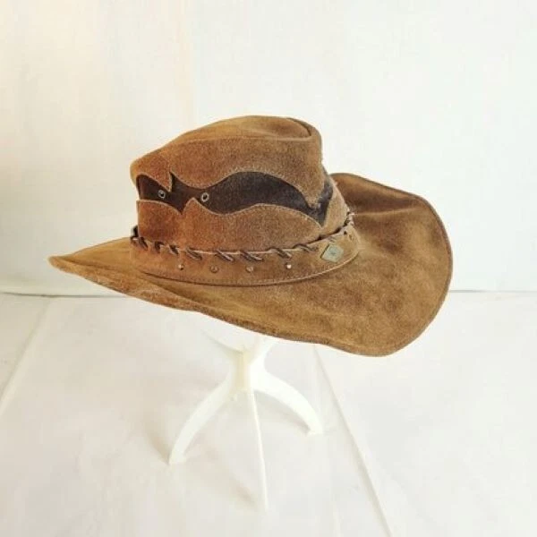 1970s Retro Cowboy Hat Western Vintage Genuine Leather Handcrafted Bullhide Sz L - Image 3 of 4