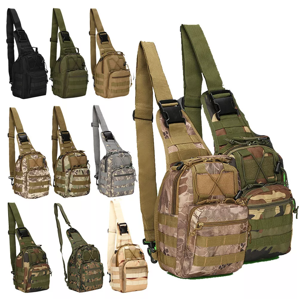 Tactical Crossbody Shoulder Bag Mens Military Chest Pack Camping Hiking Backpack