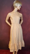 Button Front Midi Tank Dress XL Peach w/ Spaghetti Straps Full Skirt Ruffle NWT