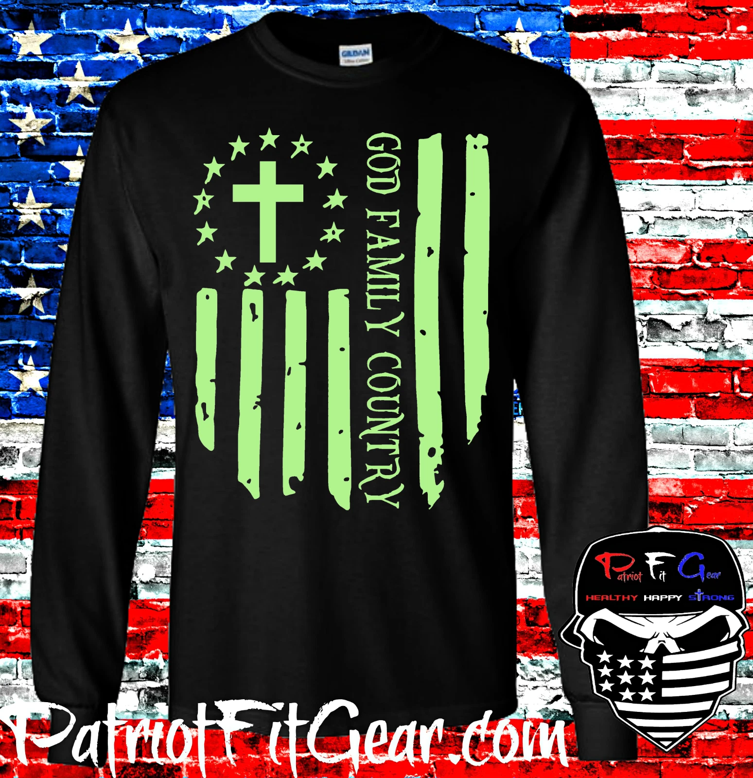 FEAR OF GOD Felpa con cappuccio God Family Country In God We Trust Faith Family Freedom Flag Felpa