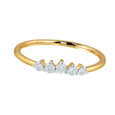 0.15 Ct Round Cut Natural Diamond Ring Yellow Gold 14k Women Jewelry