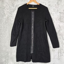 Talbots Pure Merino Wool Black Zip Up Thick Long Sleeve Sweater Dress Womens L