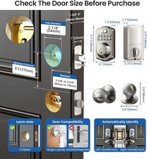 Veise Keyless Entry Door Lock with 2 Door Knobs - Keypad Door Lock Satin Nickel