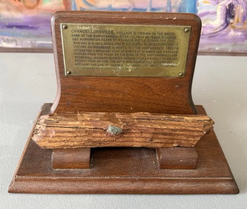 Original Civil War Battle Of Chancellorsville Bullet In Wood W/ Plaque Must See