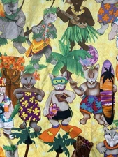 Michael Miller Fabric Aloha Kitty On Yellow 45 x 2.5 Yards Cotton Quilt