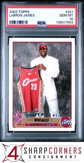 2003 TOPPS #221 LeBRON JAMES RC CAVALIERS PSA 10