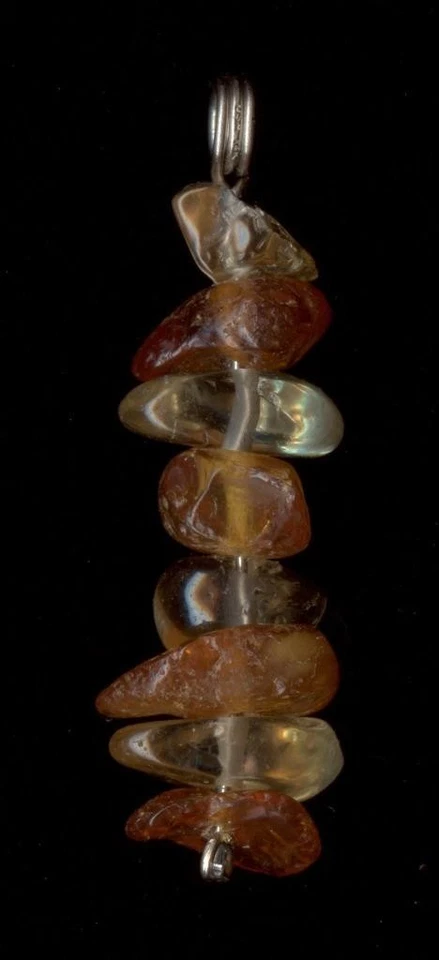 Colgante ámbar y citrino naranja astillado natural oro blanco macizo 14K 1,67 gramos #nh Foto 3 de 3