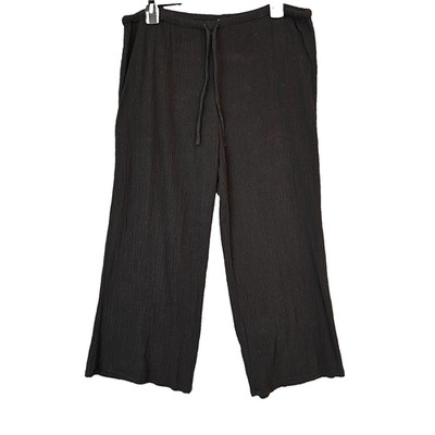 Fresh Produce Womens S Gauze Pants Crinkle Cotton Black USA Lightweight Crop