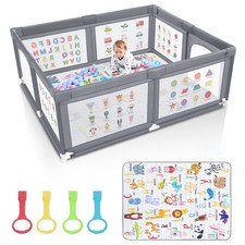 Premium Baby Playpen with Mat, 71x60 Inches Extra Large Playpen for Babies an...