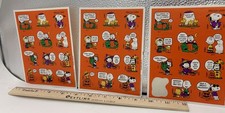 Vintage Hallmark Peanuts Halloween Stickers Snoopy Great Pumpkin Lot 3 Sheets