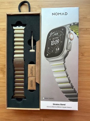 Nomad Natural Titanium Volt Stratos Band Apple Watch FKM Black Titanium Hardware