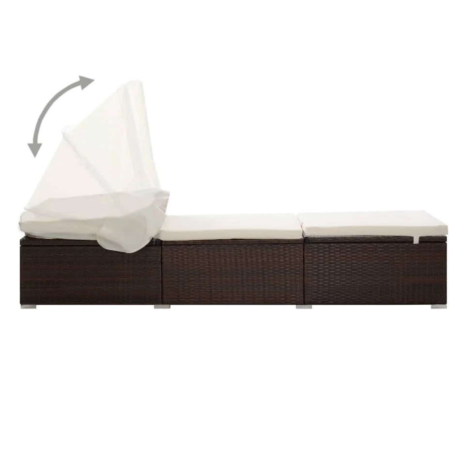 Tumbona Cojín Marrón Ratán y Blanco Crema Foto 4 de 4