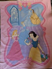 Disney Princess BABY BLANKET QUILT PANEL Cotton Material Pink Cinderella Belle