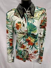 Western Collection Tropical Floral Western Show Shirt sz Large