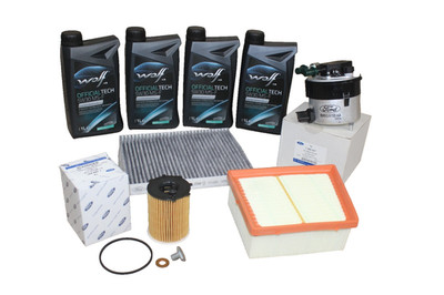 Inspektionskit 1,6 Diesel Ford Fiesta inkl. 4 Liter 5W30 Wolf Motoröl 54444333