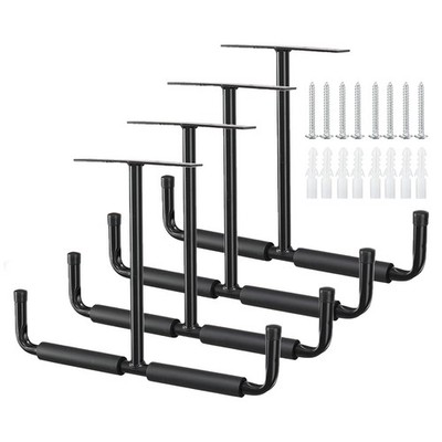 Overhead Garage Storage Hooks Heavy Duty Double Ceiling Rack Lumber Ladder 4 Pcs