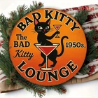 Tin Metal Sign Vintage Bad Kitty Lounge Wall Art Decor Round 8x8