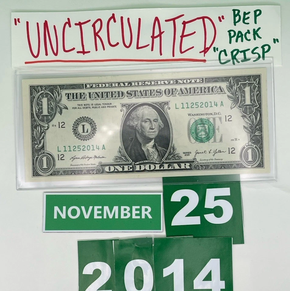 November 25 2014 BIRTHDAY 🎂 NOTE UNCIRCULATED GEMS 💎 Sealed BEP Bricks 🧱 $1 - Image 3 of 4