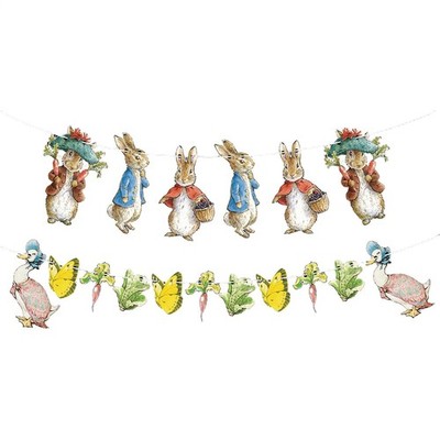 Bunny Garland Paper Rabbit Backdrop Photo Props Easter Party Decor Banner