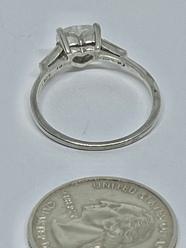 Vintage Heart Shaped Cubic Zirconia Engagement Cocktail Silver Ring Size 10 1/2 - Picture 10 of 14