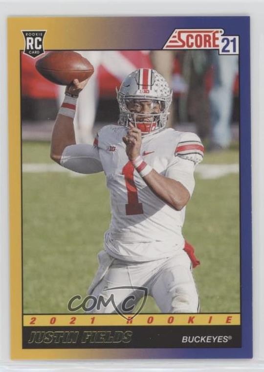 2021 Score 1991 Throwback Rookies Gold Justin Fields #TB2 RC 6ks