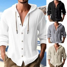 Herren Kapuze Tops Langarm T-Shirt Freizeit T...