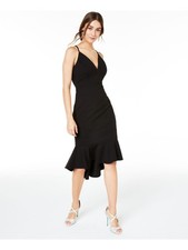 EMERALD SUNDAE Womens Mermaid Below The Knee Dress Black Juniors XS