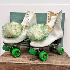 vintage 1970s official roller derby skates urethane wheels women's size 7 white