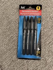 Jot Permanent Markers 4 Pack Black 2.0mm Fine Tip Office School Supplies Writing