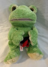 Aurora plush Green frog hand puppet With Ladybug Finger Puppet 12  Vintage Rare
