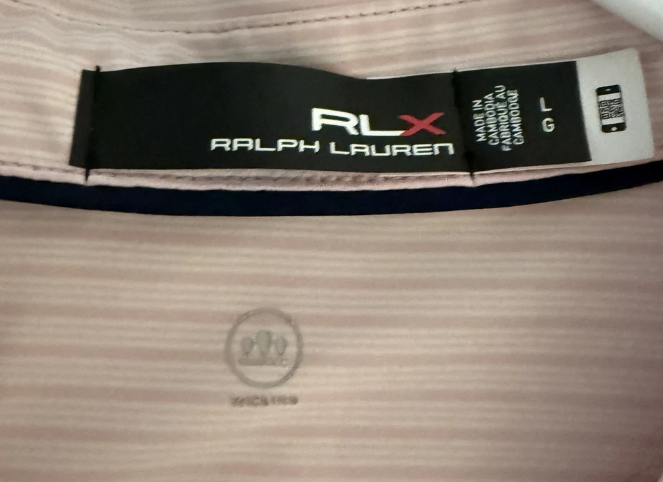 Polo grande para hombre RLX Ralph Lauren rosa/blanco protección UV precio de venta sugerido por el fabricante 98,50 USD Foto 2 de 4