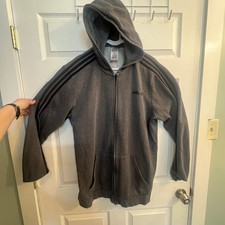 adidas Men's Essentials 3-Stripes Fleece Full-Zip Hoodie Grey XL Tall