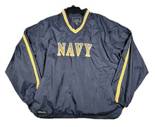 Navy Midshipmen Pullover Jacket Blue Nylon Windbreaker Lined Mens Large Holloway