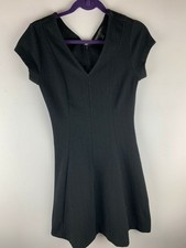 Banana Republic Womens Dress Size 2 Black  Fit And Flare Zip Back Cap Sleeve