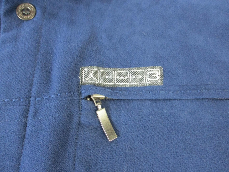 Vintage Jordan Two 3 Shirt Mens Large Blue Fleece Viscose Zip Chest Pockets 90s - Image 3 of 4