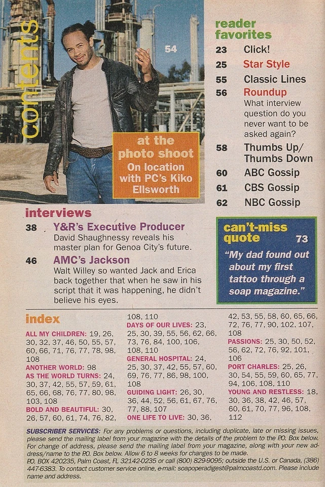 Soap Opera Digest June 24, 2003 WALT WILLEY-LAURA WRIGHT-GREG VAUGHAN-TATTOOS - Image 3 of 4