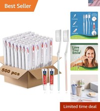 500 Pcs Disposable Toothbrushes With Toothpaste, Individually Wrapped Bulk So...