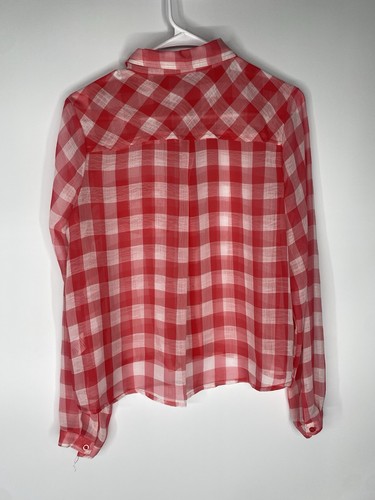 Diario Cupids Rojo Blanco Búfalo Cuadros Alta Baja Manga Larga Mujer M Transparente - Imagen 2 de 4