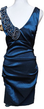 VTG Y2K Betsy & Adam Cocktail Dress Womens Small Royal Blue Babydoll Ruched