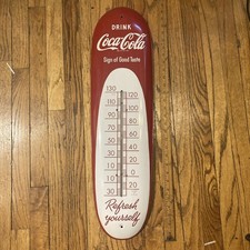 XL Coca Cola Vintage Cigar Sign of Good Taste Thermometer Sign Original USA EXC