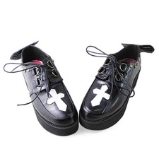 Goth Flügel Kreuz schwarz