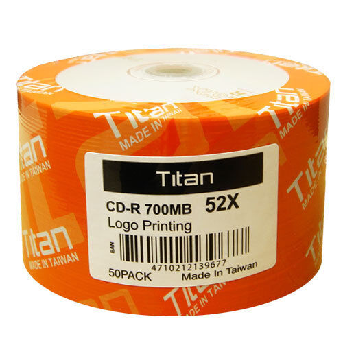 100 Titan Logo 52X 80min 700MB CD-R CDR Blank Disc Media - Picture 1 of 1