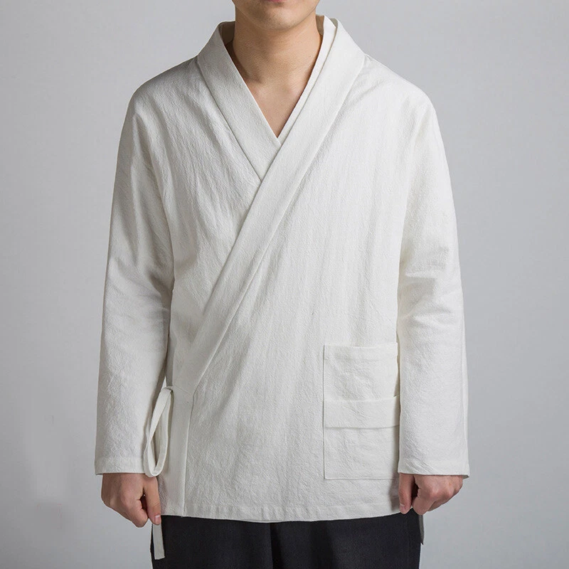 Chinese Casual Linen Tang Suit Jacket Martial Art Kung Fu Coat Tai Chi Men Top - Image 3 of 4