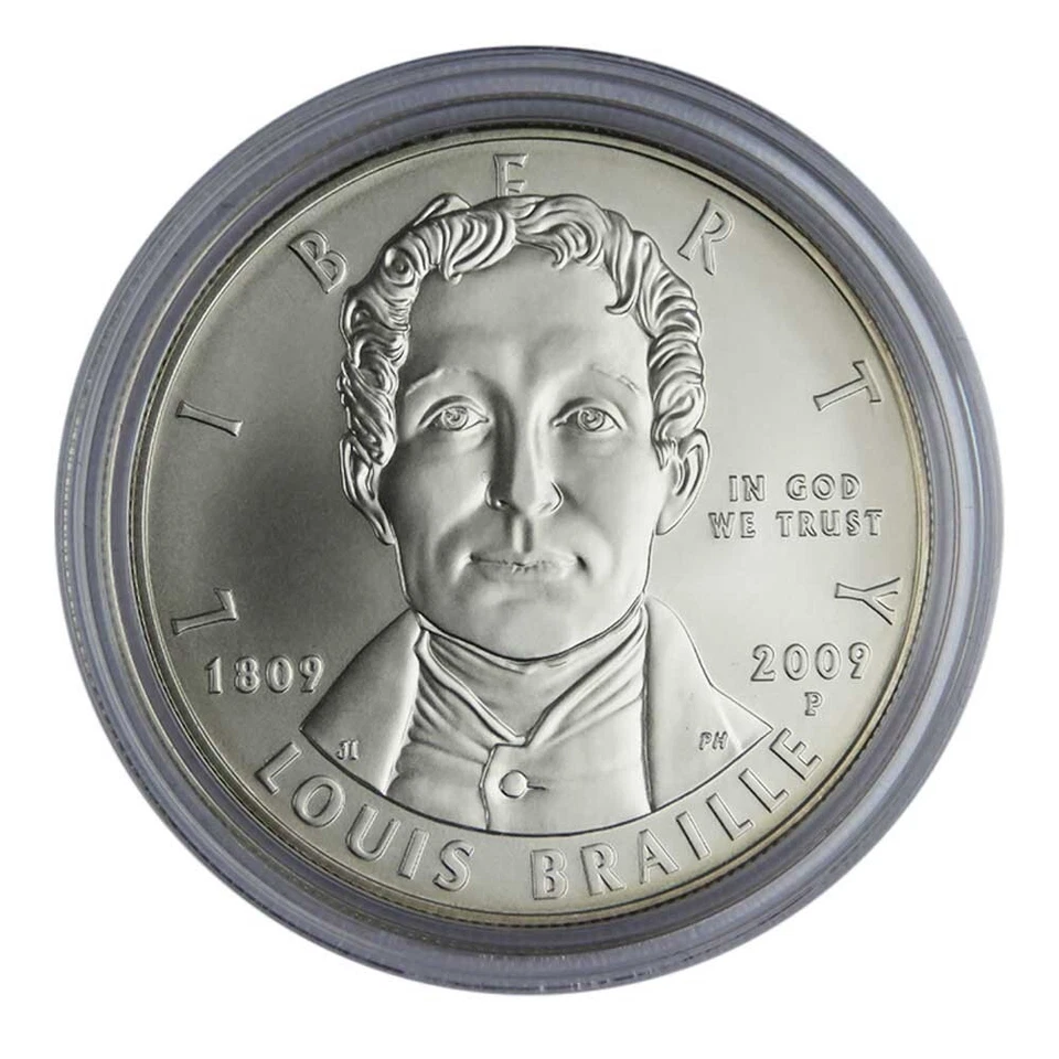 2009 Louis Braille Bicentennial Proof Silver Dollar $1 BOX COA OGP - Image 2 of 3