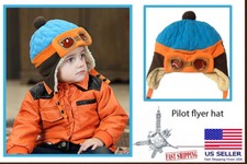Toddler Kids baby Boy Baby Pilot flyer hat Winter Warm Hat Scarf Cover bini Cap