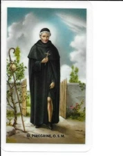 Holy Card of St. Peregrine Patron Those w/Cancer Plus a 1" Medal of S. Peregrine