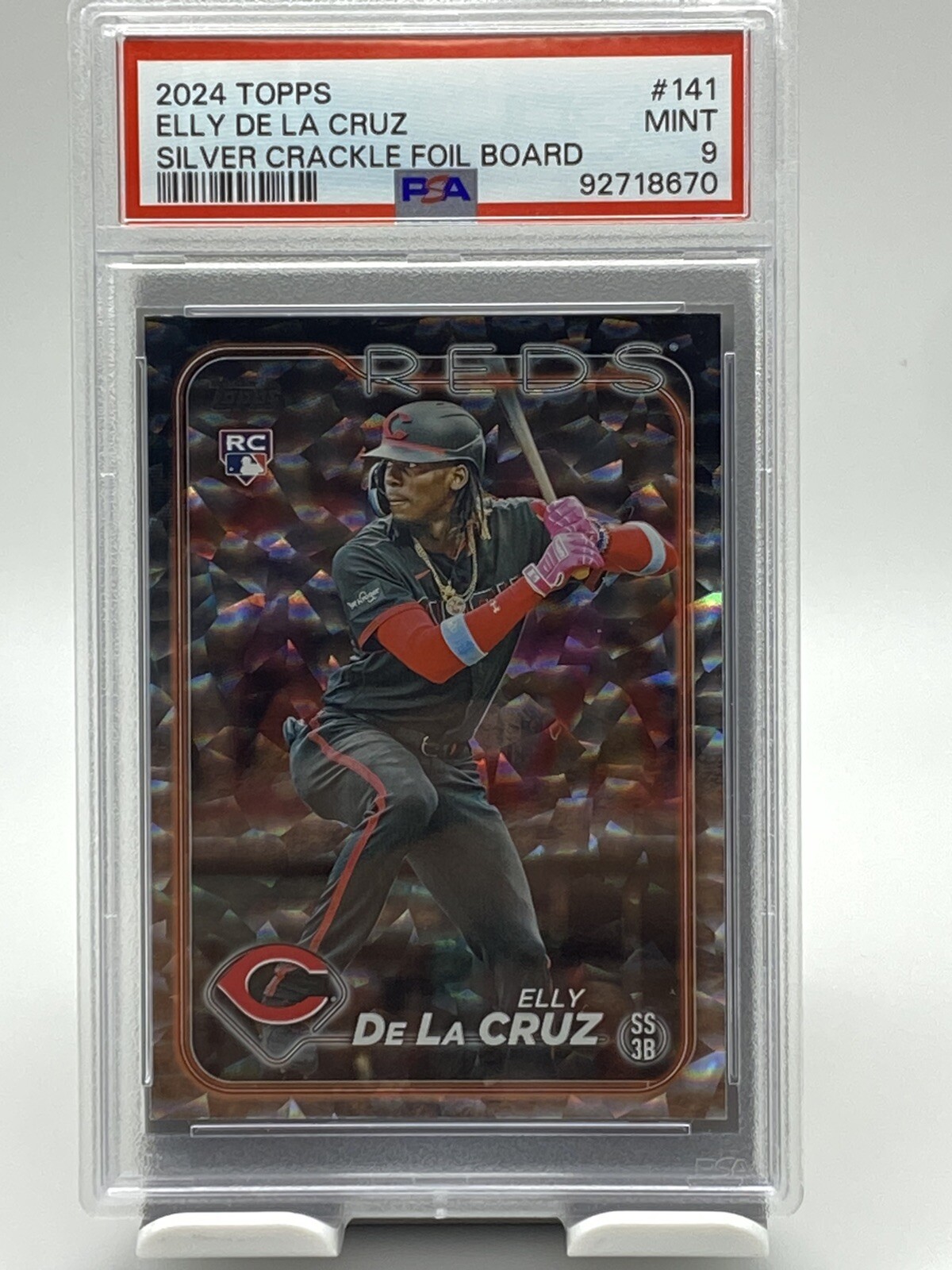 2024 Topps Series 1 - Silver Crackle Foil #141 Elly De La Cruz (RC) PSA 9