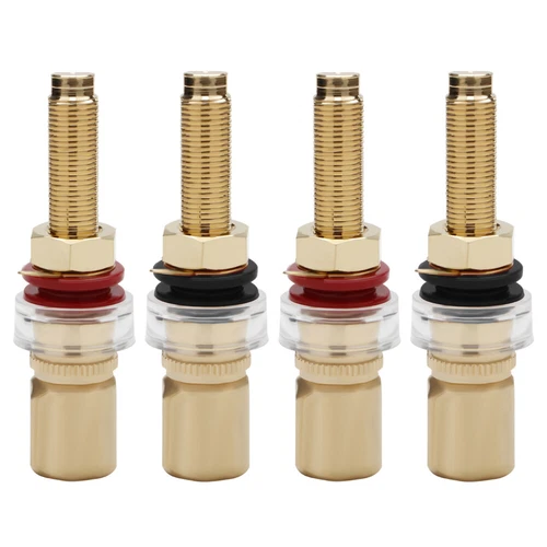 4 Stück Klemmenblock vergoldet Audio ​Stecker Polklemme Bananenbuchse NEU - Bild 1 von 9